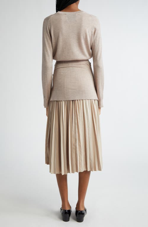 3.1 Phillip Lim Two-piece Tie Waist Long Sleeve Pleated Dress In Taupe
