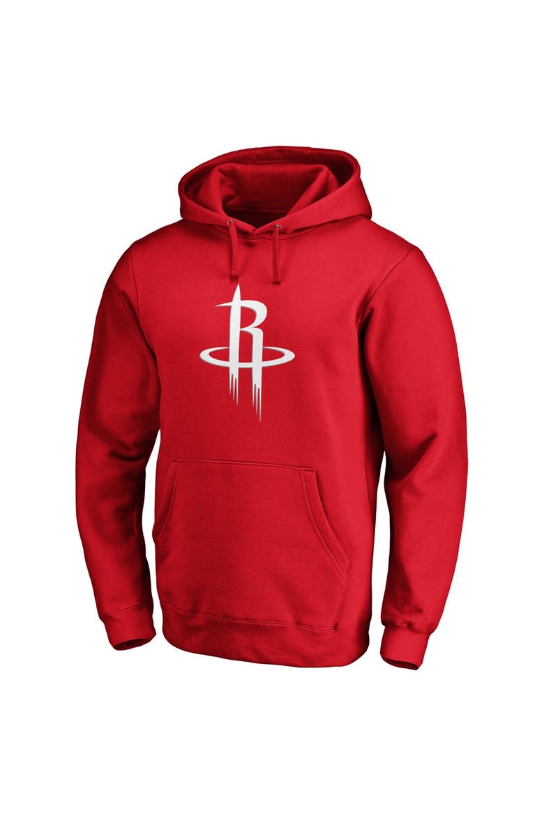 Men's Fanatics Branded Red Houston Rockets Icon Primary Logo Fitted Pullover Hoodie, Alternate, color, Red