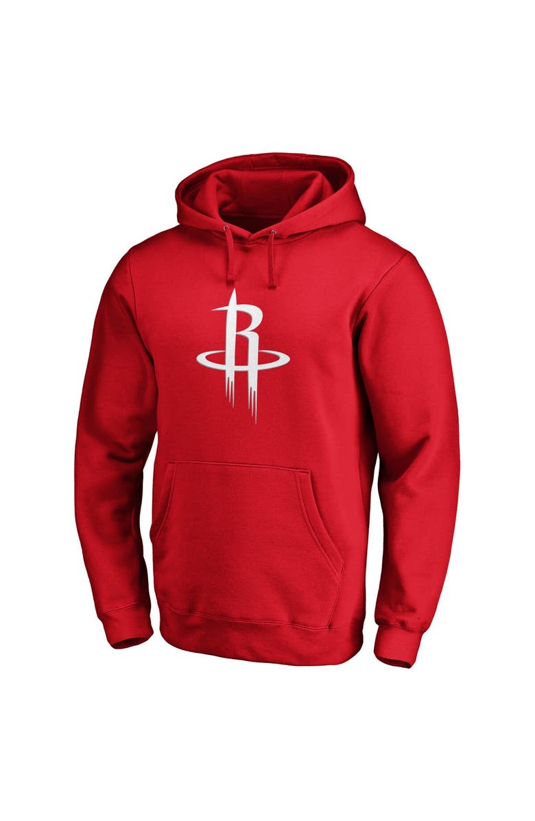 FANATICS Men's Fanatics Branded Red Houston Rockets Icon Primary Logo Fitted Pullover Hoodie, Alternate, color,