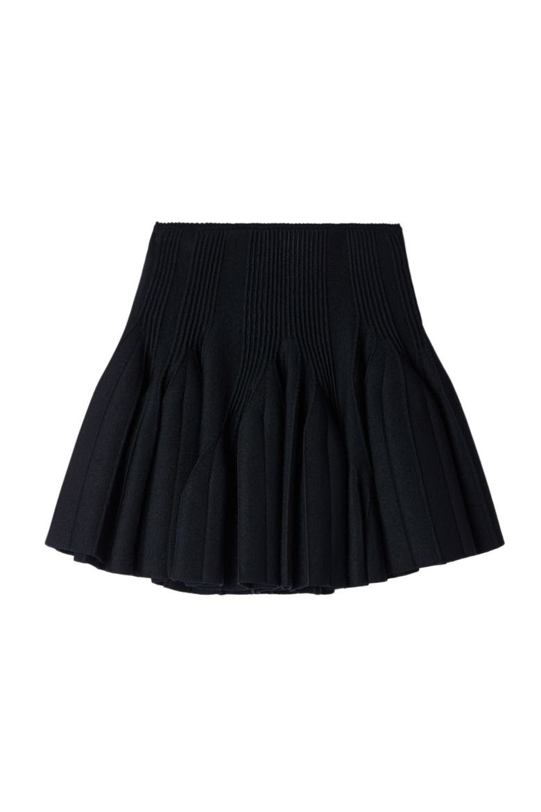 Short knit godet skirt, Alternate, color, Black