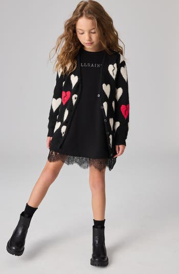 smALLSAINTS by ALLSAINTS Kids' Heartbreak Jacquard Cardigan