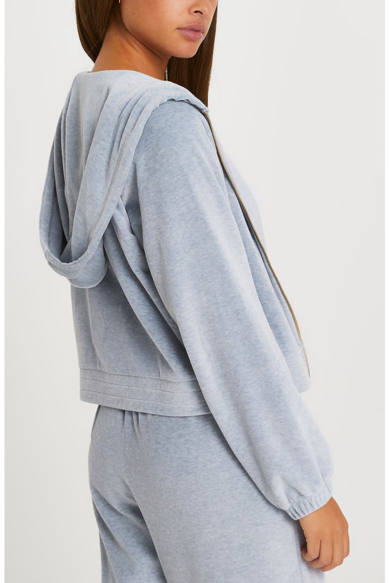 Velour Zip Hoodie, Alternate, color, GREY
