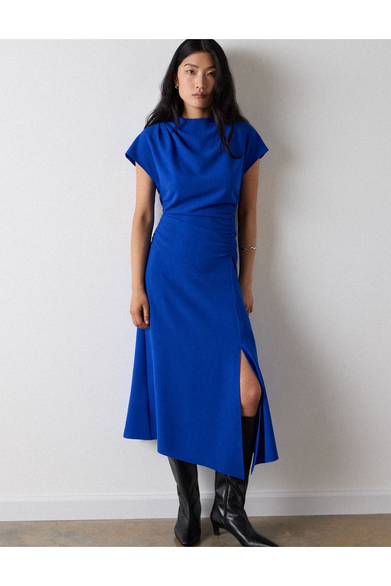Crepe Ruched Midi Dress, Main, color, Blue