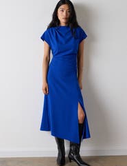 Whistles Crepe Ruched Midi Dress