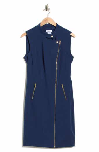 Sleeveless Asymmetric Zip Belted Jacket Dress