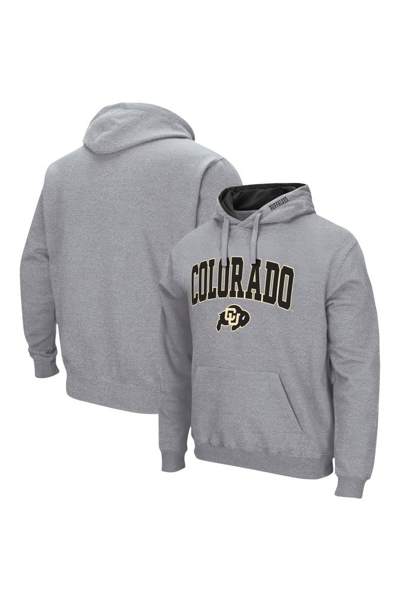 Men's Colosseum Heather Gray Colorado Buffaloes Arch & Logo 3.0 Pullover Hoodie, Main, color, Heather Gray