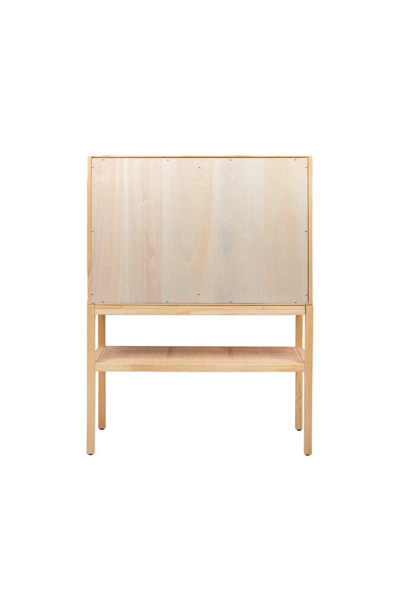 Woven Rattan And Wood Cabinet With 2 Doors, 1 Shelf, And 4 Interior Storage Compartments, Natural, Alternate, color, Natural