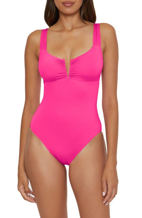 Shirred V-Wire One-Piece Swimsuit