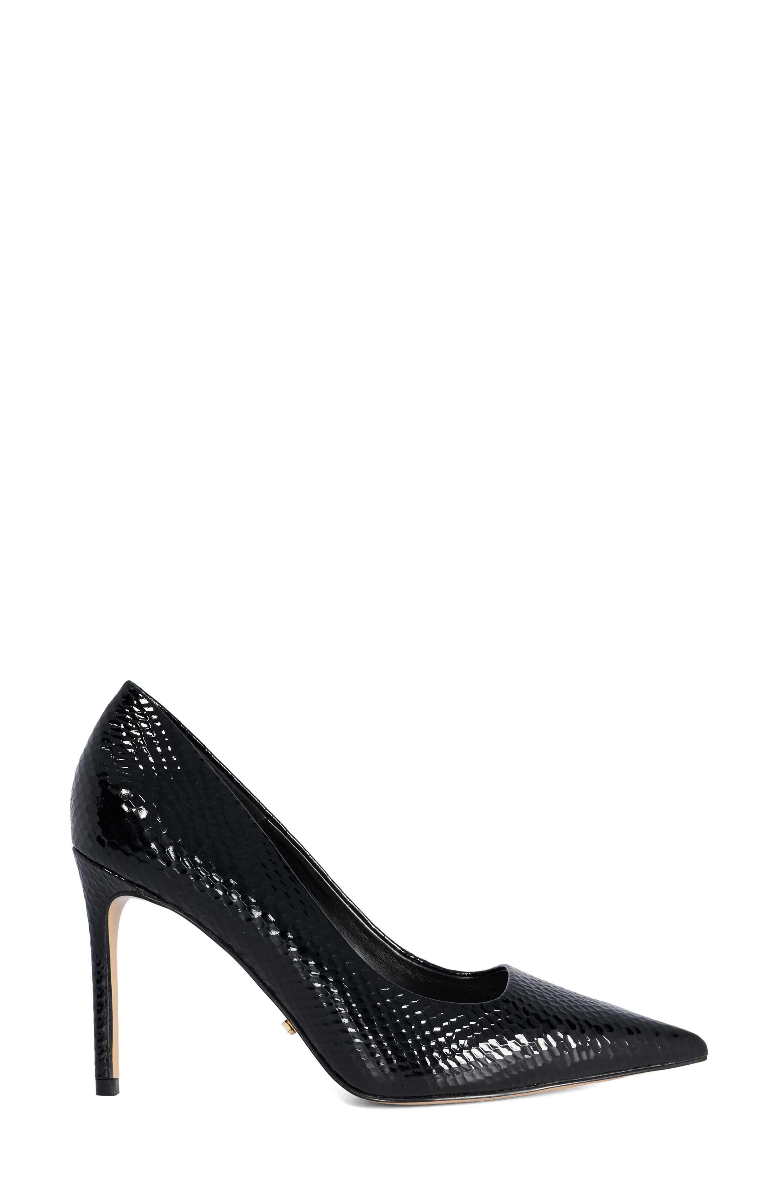 Assured Croc Embossed Faux Leather Pump, Alternate, color, BLACK