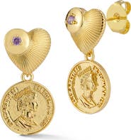 CHLOE AND MADISON Heart Coin Drop Earrings