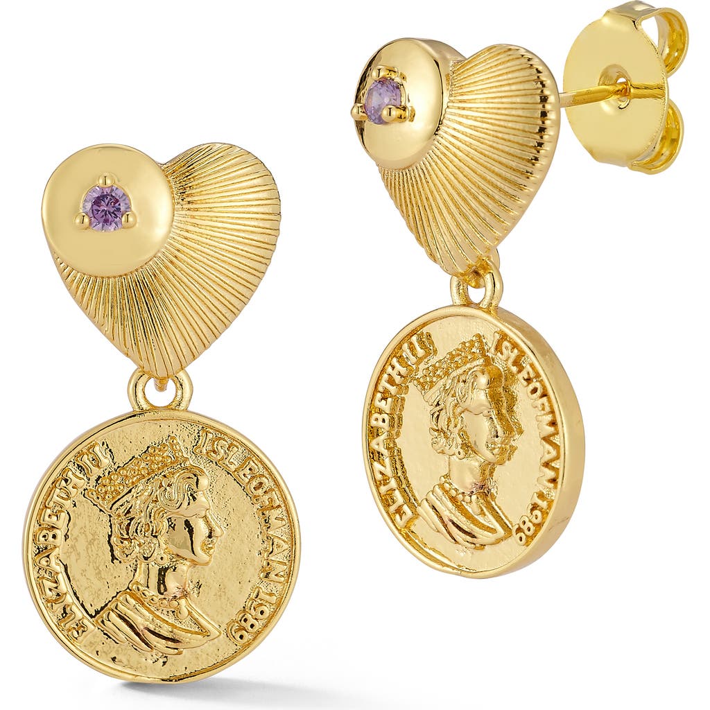 Shop Chloe & Madison Chloe And Madison Heart Coin Drop Earrings In Gold