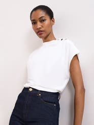 Phase Eight Paige Ruched Shoulder Hardware Ponte Top