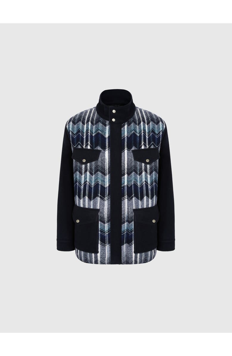 Missoni Field Jacket With Zigzag Pattern, Main, color, Black & Blue