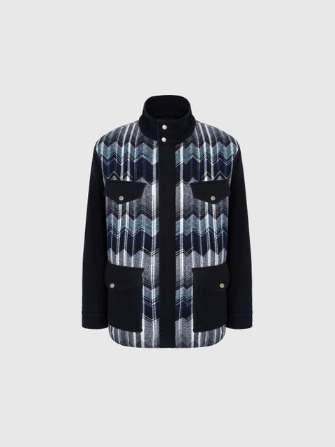 Field Jacket With Zigzag Pattern