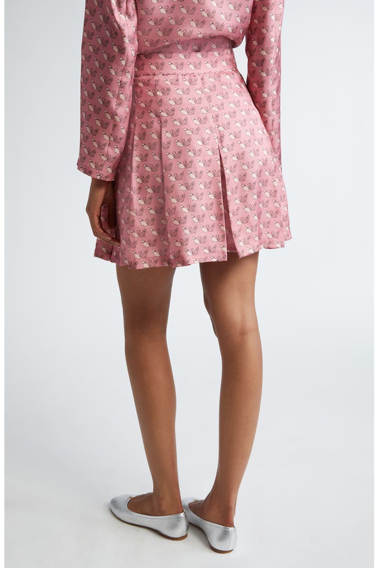 Clown Kitty Print Silk Twill Skort, Alternate, color, PEONY