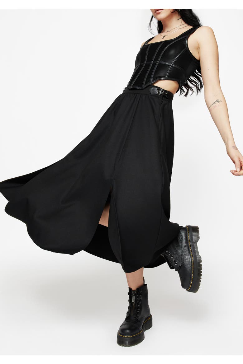 Nightingale Buckled Midi Skirt, Alternate, color, Black