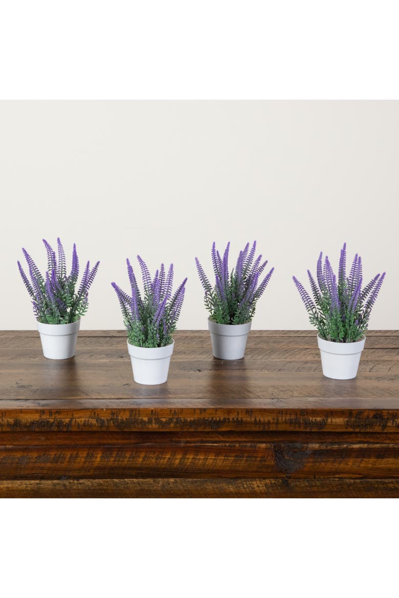 8-in Artificial Lavender Plant in White Pot - Set of 4, Alternate, color, Purple