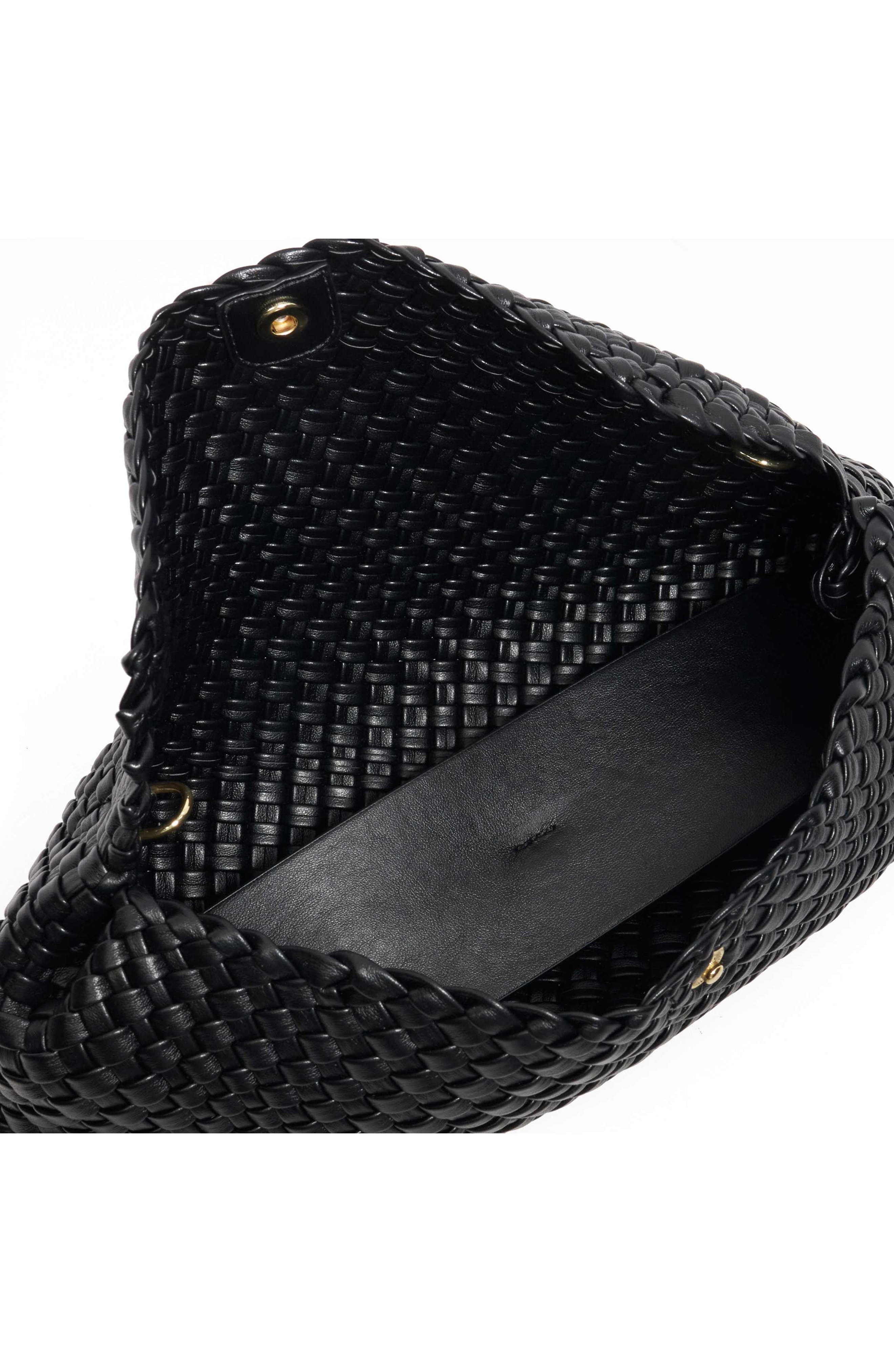 Dune London Encourage Us Woven Faux Leather Clutch, Alternate, color, Black