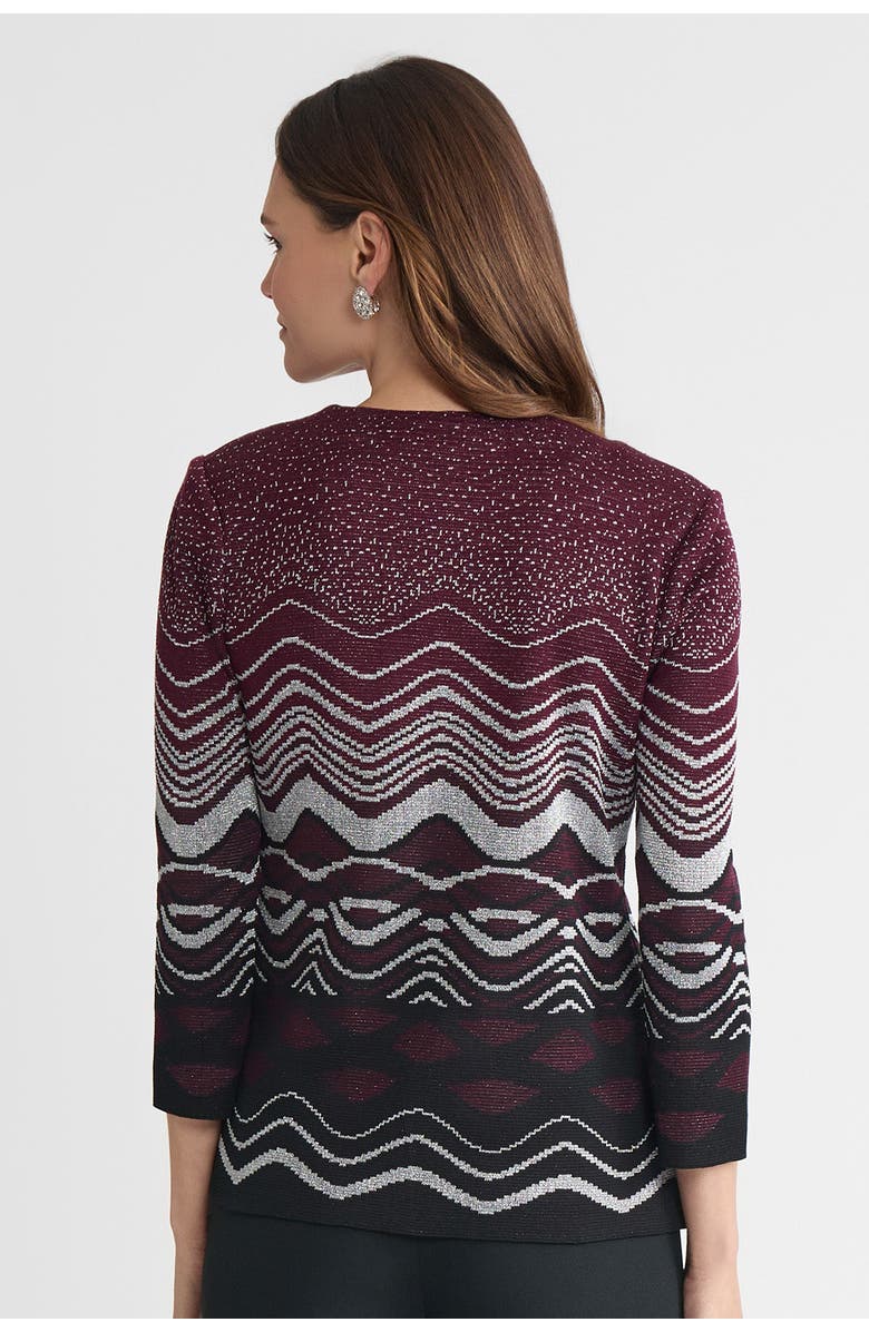 Ming Wang Heritage Lurex Landscape Jacquard Knit Jacket, Alternate, color, Midnight Violet/Black/Silver