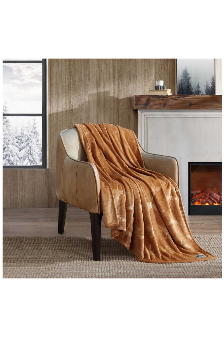 Geese Throw Blanket, Alternate, color, BROWN