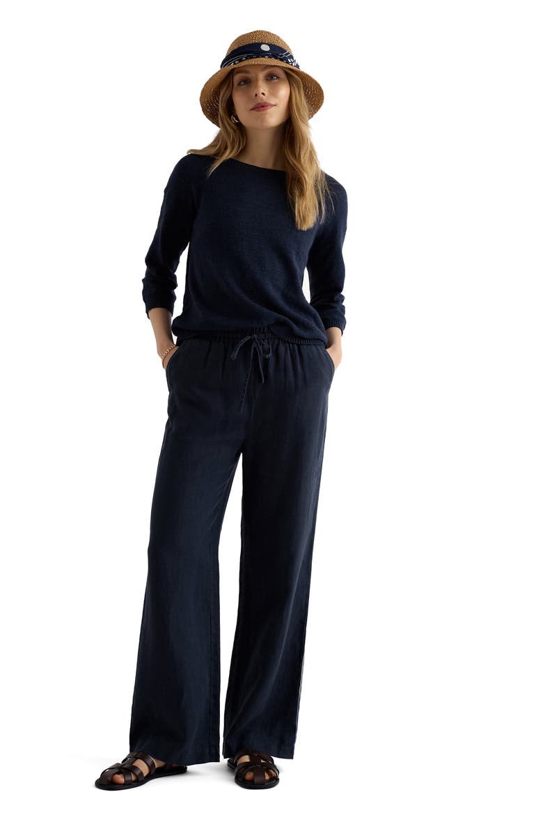 Tide Flow Wide Leg Linen Pants, Alternate, color, NAVY