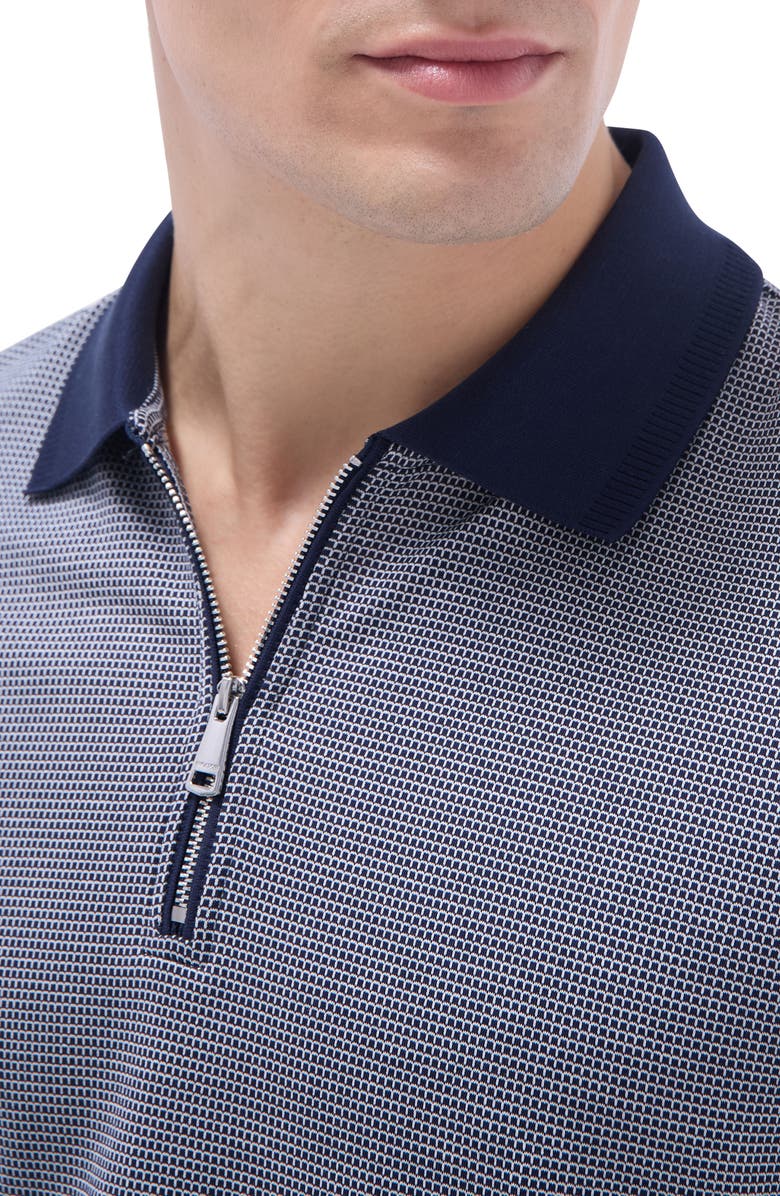 Bugatchi Contrast Trim Zip Polo, Alternate, color, Navy