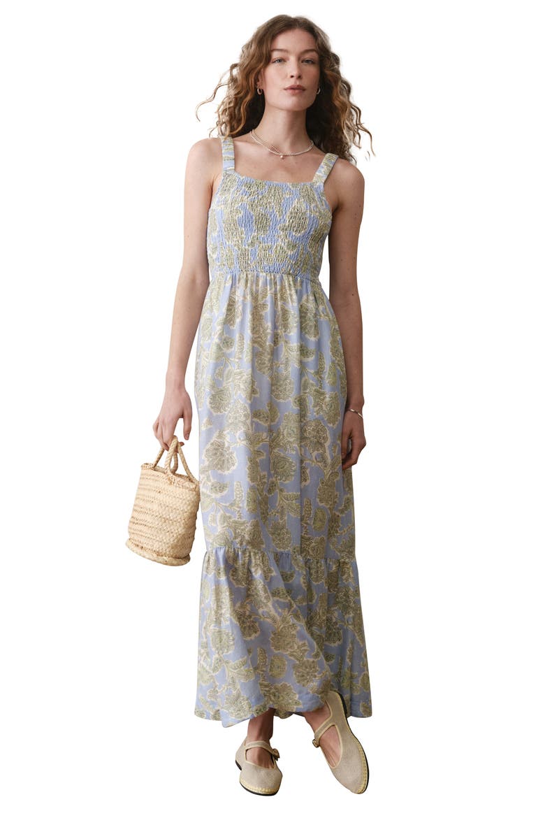 Selene Floral Maxi Dress, Alternate, color, BLUE FLORAL