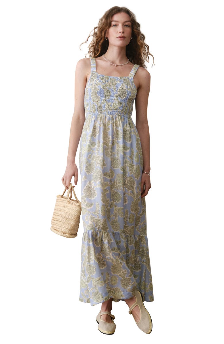 Marine Layer Selene Floral Maxi Dress, Alternate, color, Blue Floral