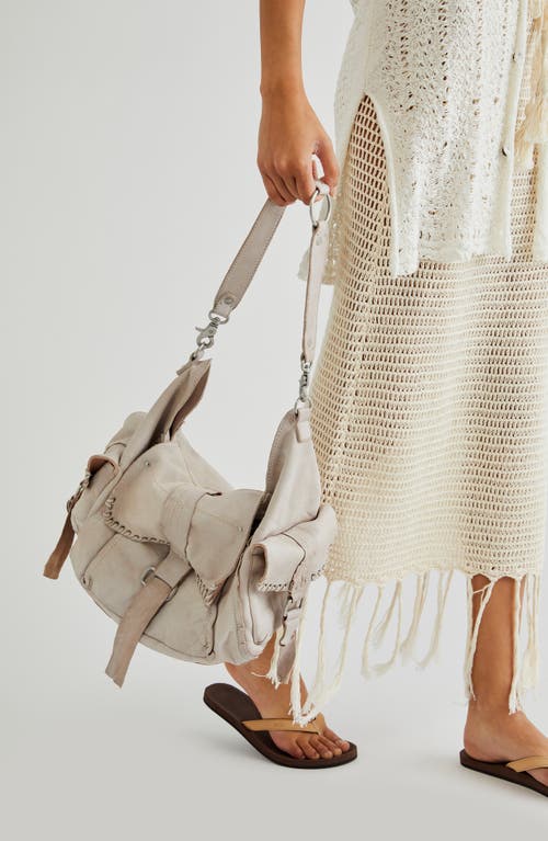 Free People We The Free Leigh Distressed Leather Hobo Bag In White