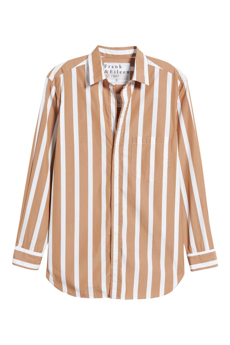 Joedy Stripe Boyfriend Button-Up Shirt, Alternate, color, WIDE CAMEL STRIPE