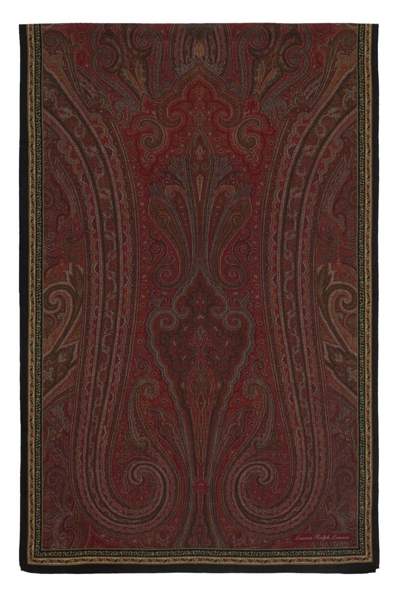 Paisley Wool Wrap, Alternate, color, RALPH RED