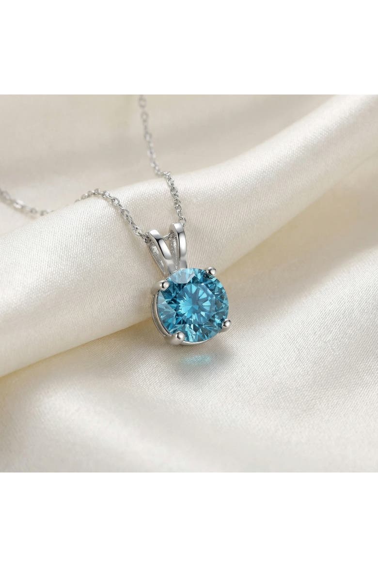2ct Blue Diamond Solitaire 14K Gold Pendant Lab Grown, Alternate, color, 14k White Gold