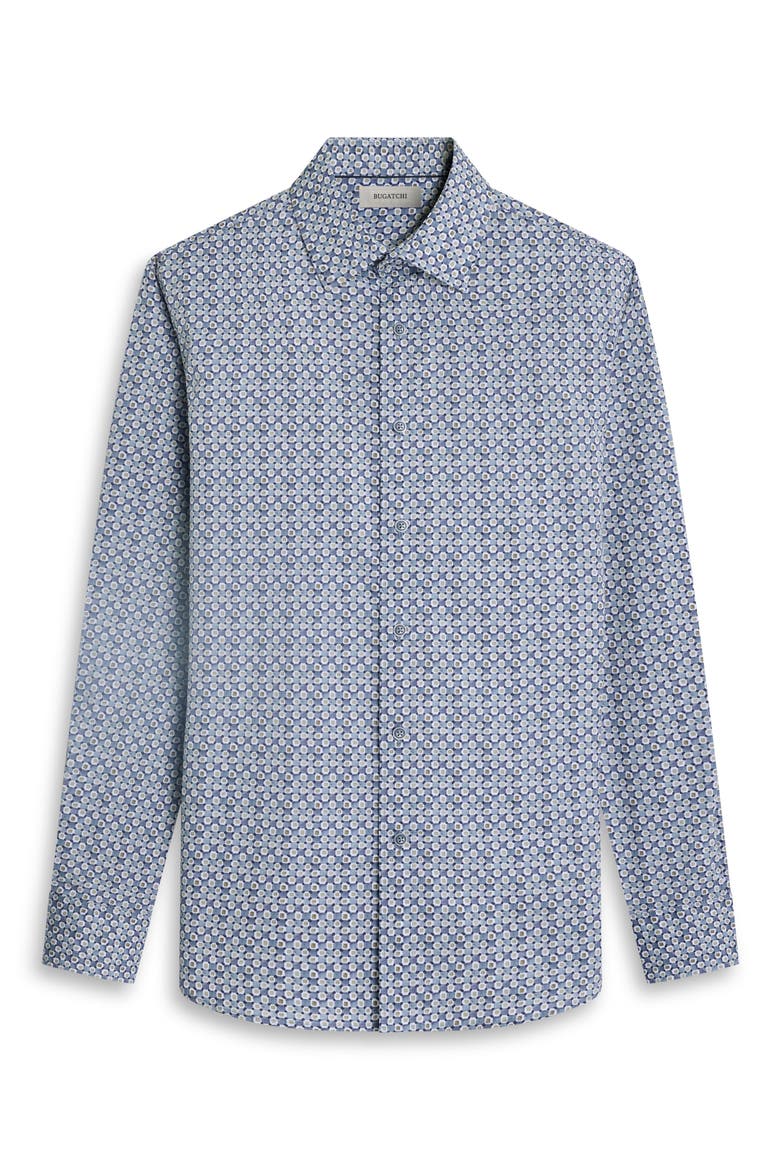 Julian Geometric Cotton Blend Shirt, Alternate, color, SLATE