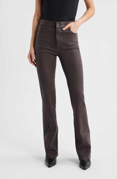 The Reboot Coated High Waist Bootcut Jeans (Truffle Coated)