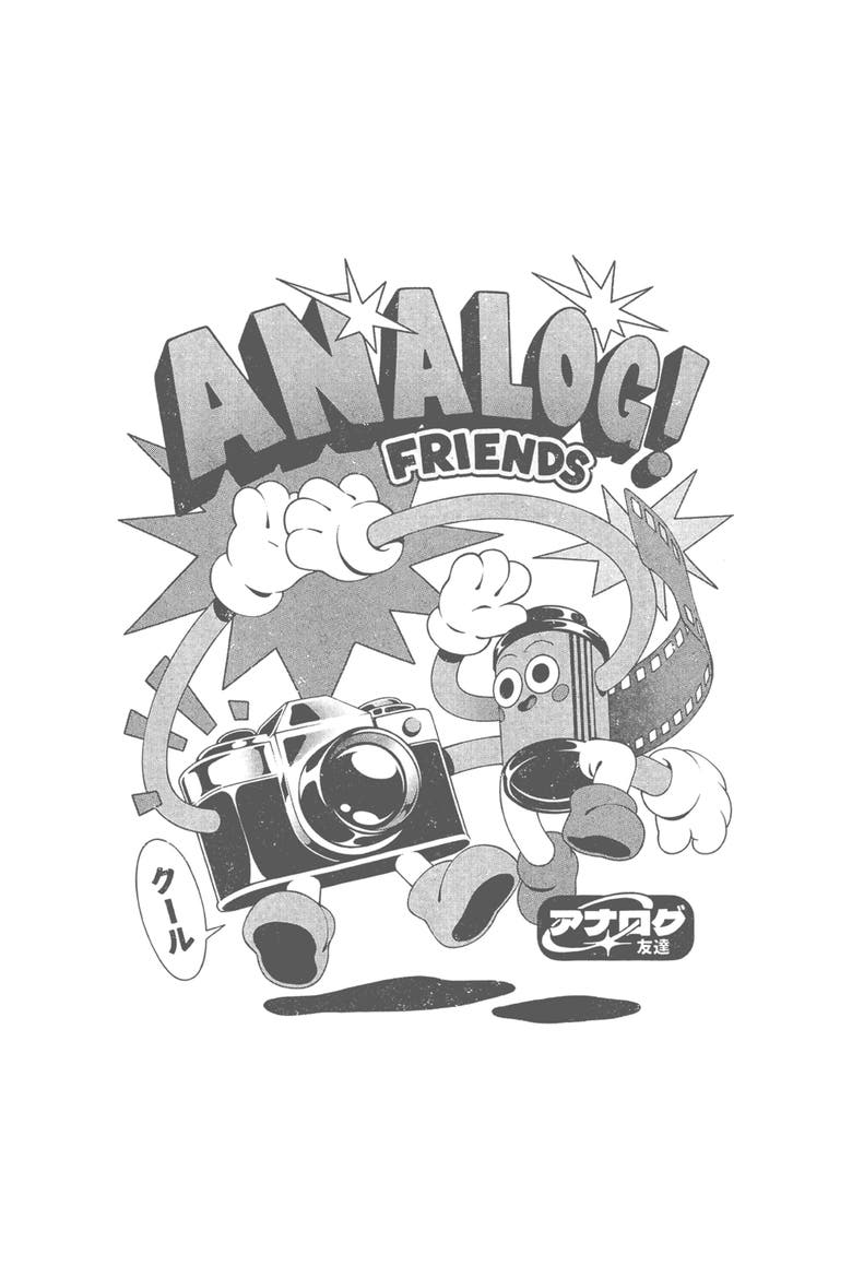 Men's Lost Gods Animated Analog Friends  Graphic T-Shirt, Alternate, color, White