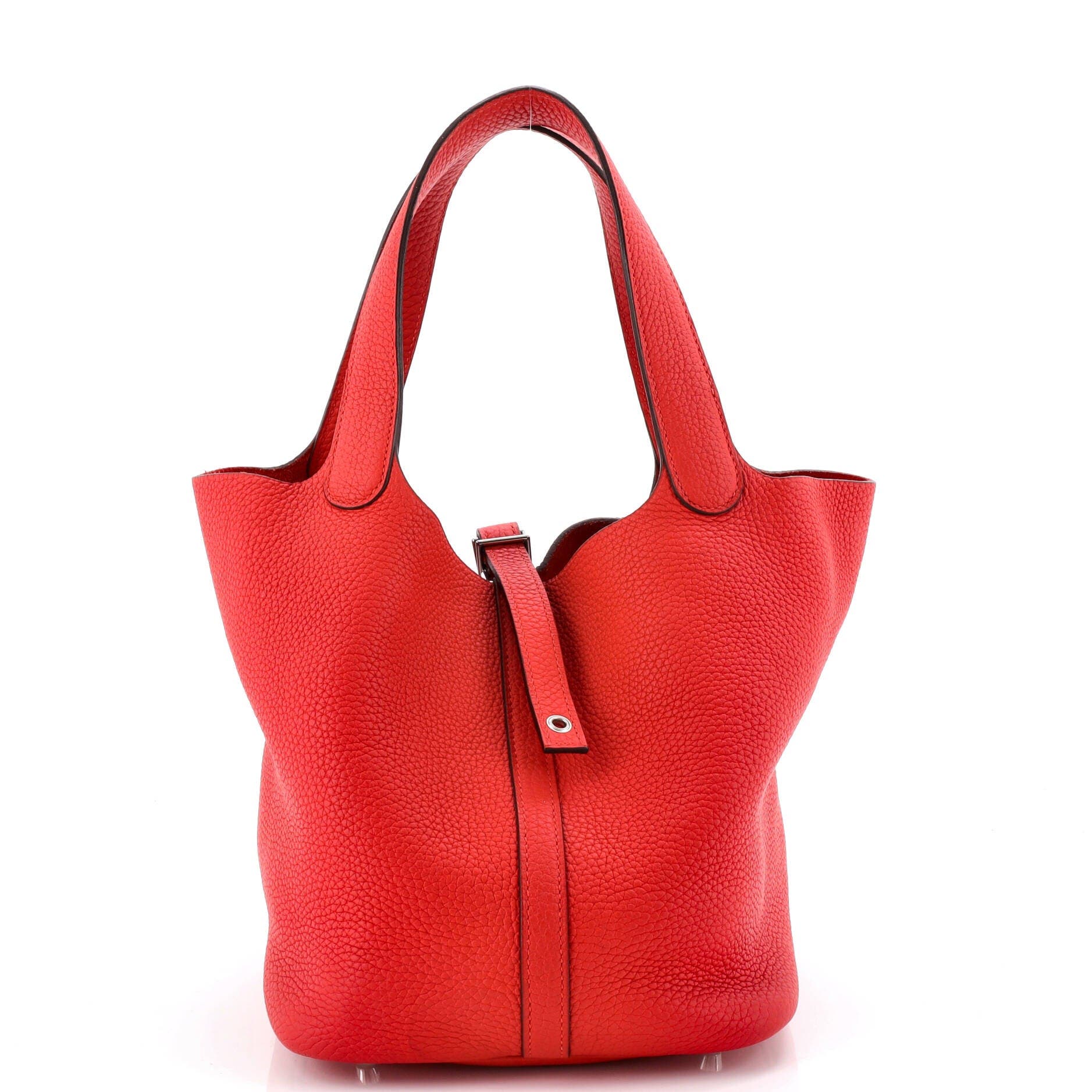 Pre-Owned Hermes Picotin Lock Bag Clemence MM, Main, color, Rouge Tomate