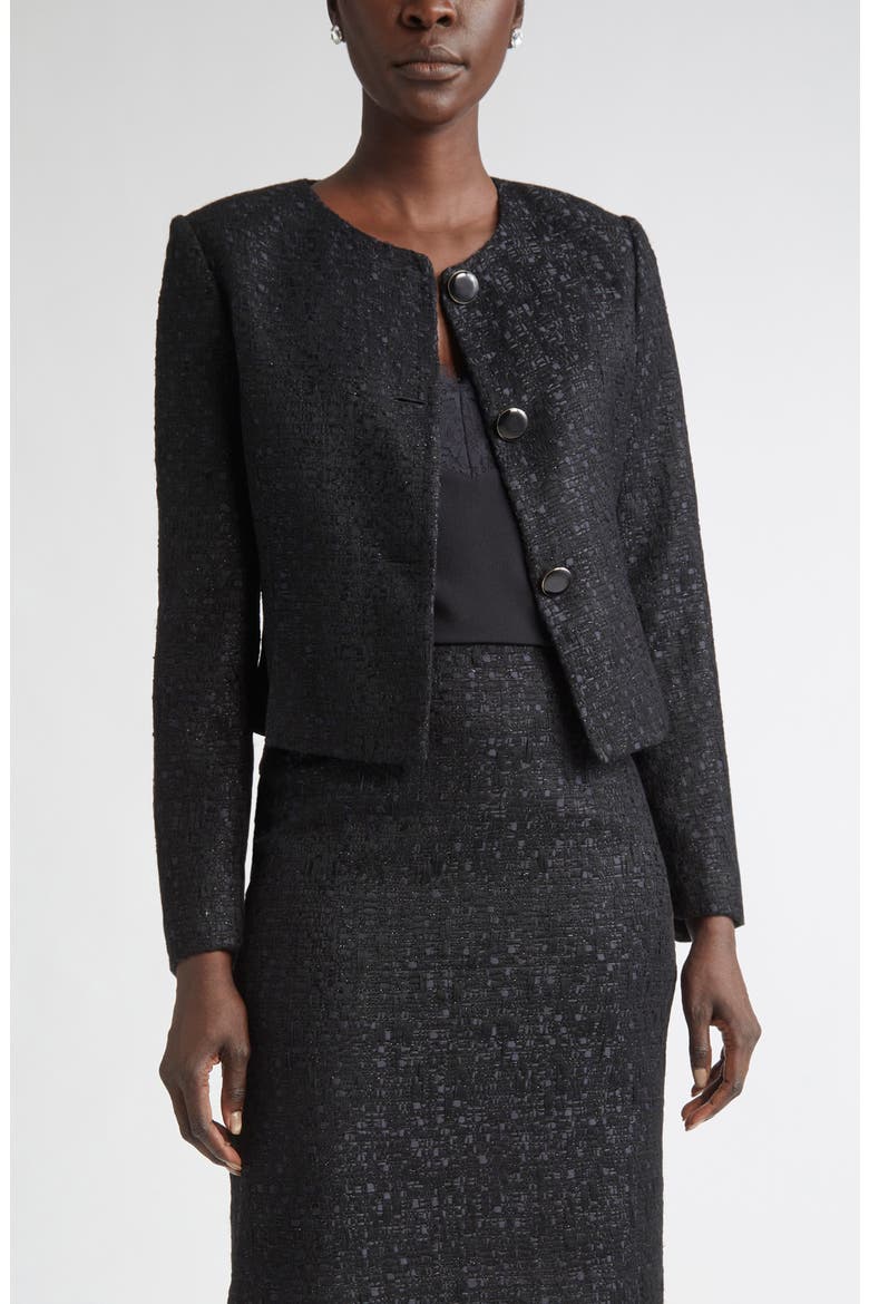 Compact Tape Tweed Jacket, Main, color, BLACK