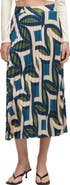 MANGO Pleated Print Midi Skirt
