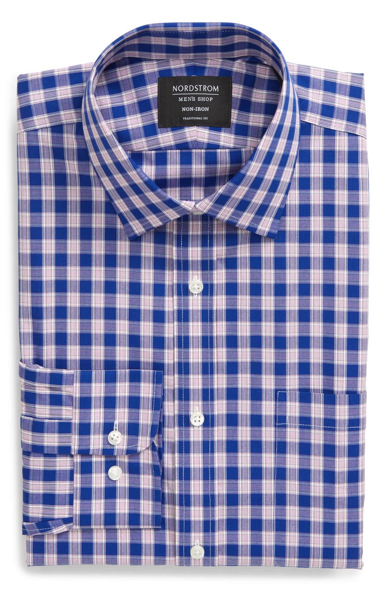 NORDSTROM MEN'S SHOP Traditional Fit Non-Iron Check Dress Shirt, Alternate, color, 