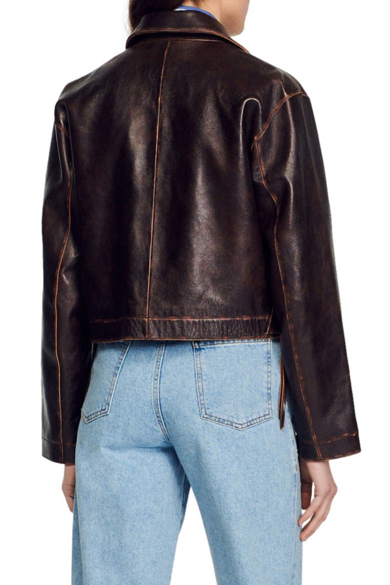Jude Lambskin Leather Jacket, Alternate, color, BLACK BROWN