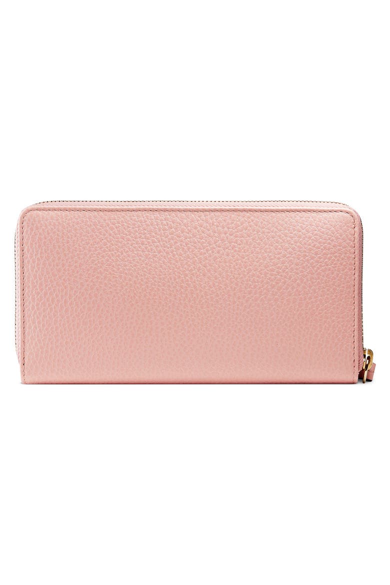 Petite Leather Zip Around Wallet, Alternate, color, PERFECT PINK
