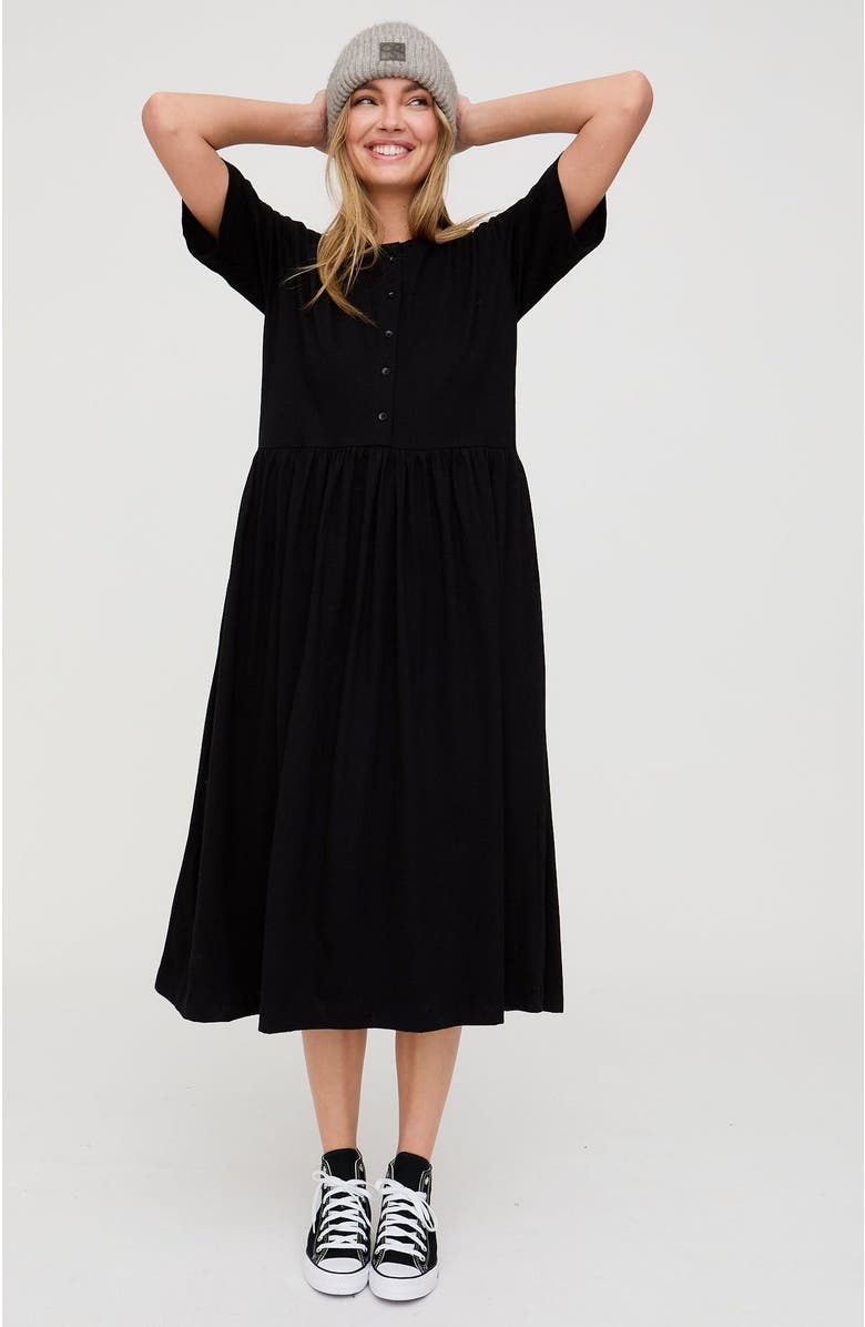 Turtledove London Organic Cotton Matilda Midi Dress, Alternate, color, Black