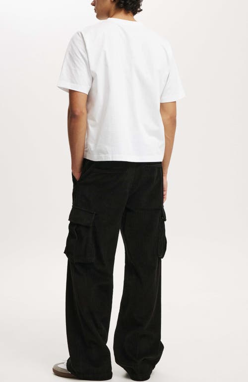 Shop Cotton On Baggy Pleat Cargo Pant In Black Cord