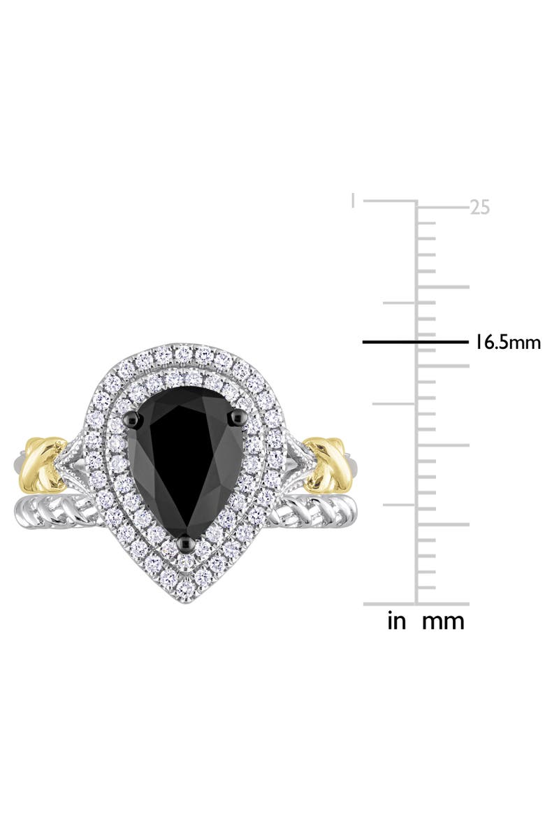Black & White Diamond Pear Halo Ring Set 14k, Alternate, color, Diamond