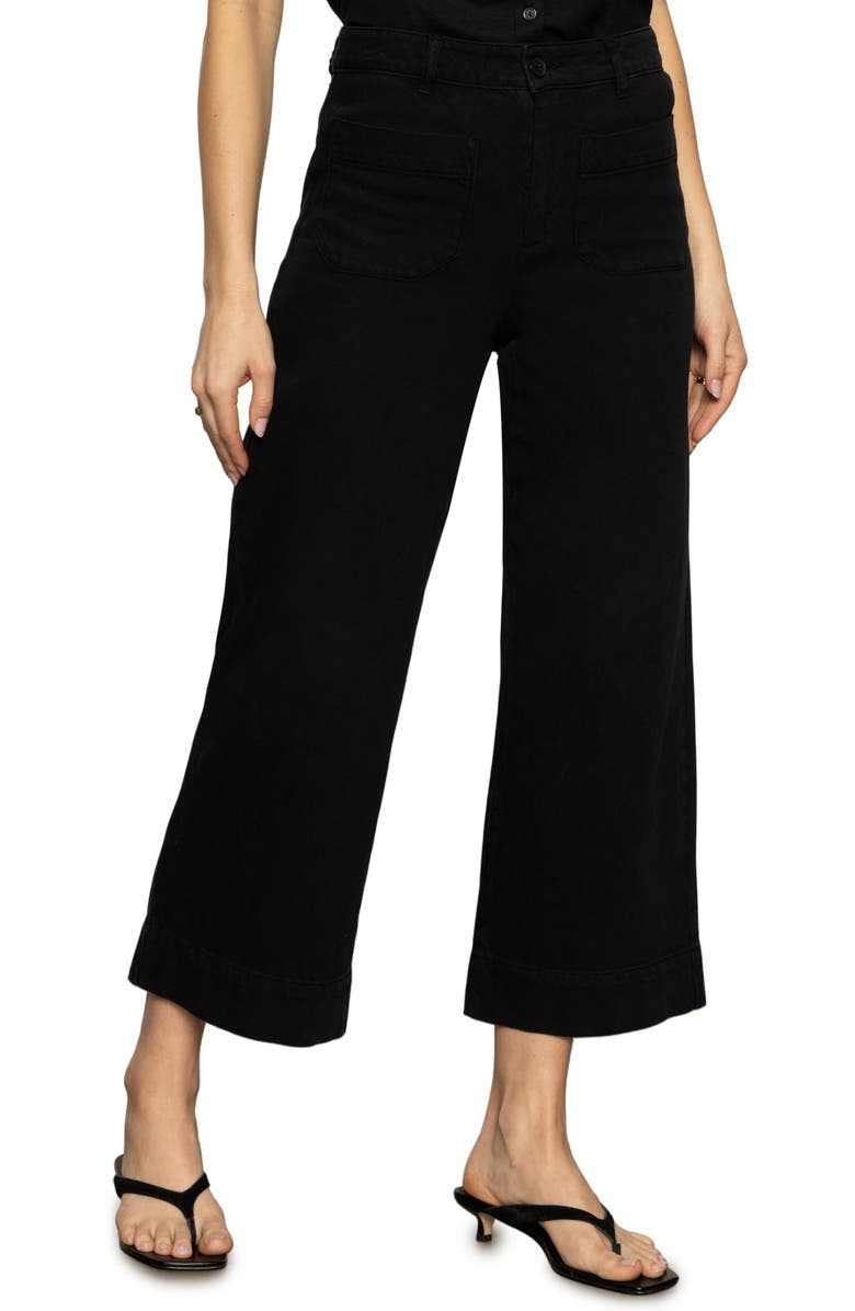 Sanctuary Soft Marine High Waist Wide Leg Crop Cotton Pants, Main, color, 