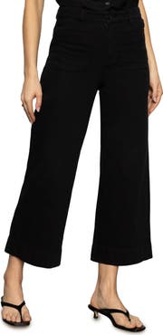 Sanctuary Soft Marine High Waist Wide Leg Crop Cotton Pants