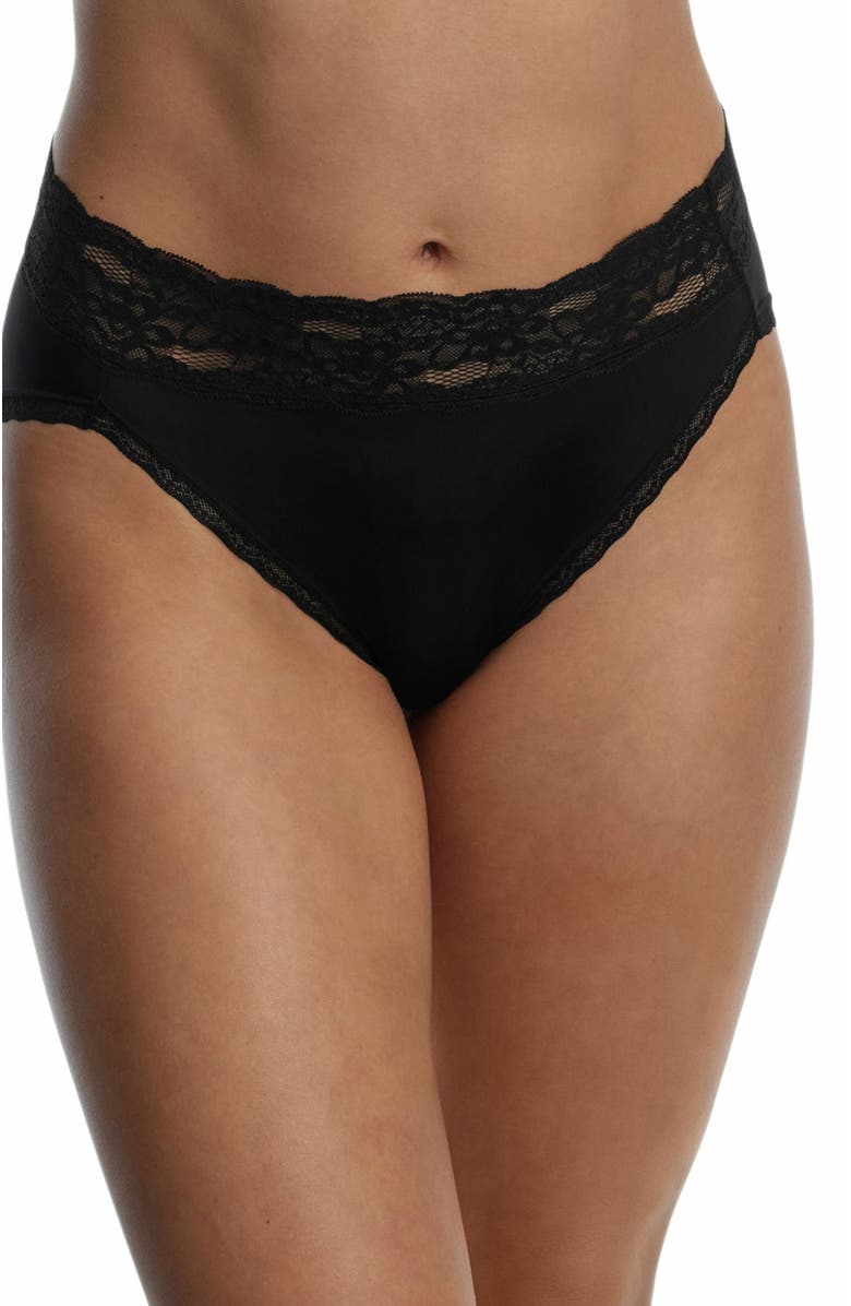 Skarlett Blue Goddess Lace Trim French Cut Brief, Main, color, Black