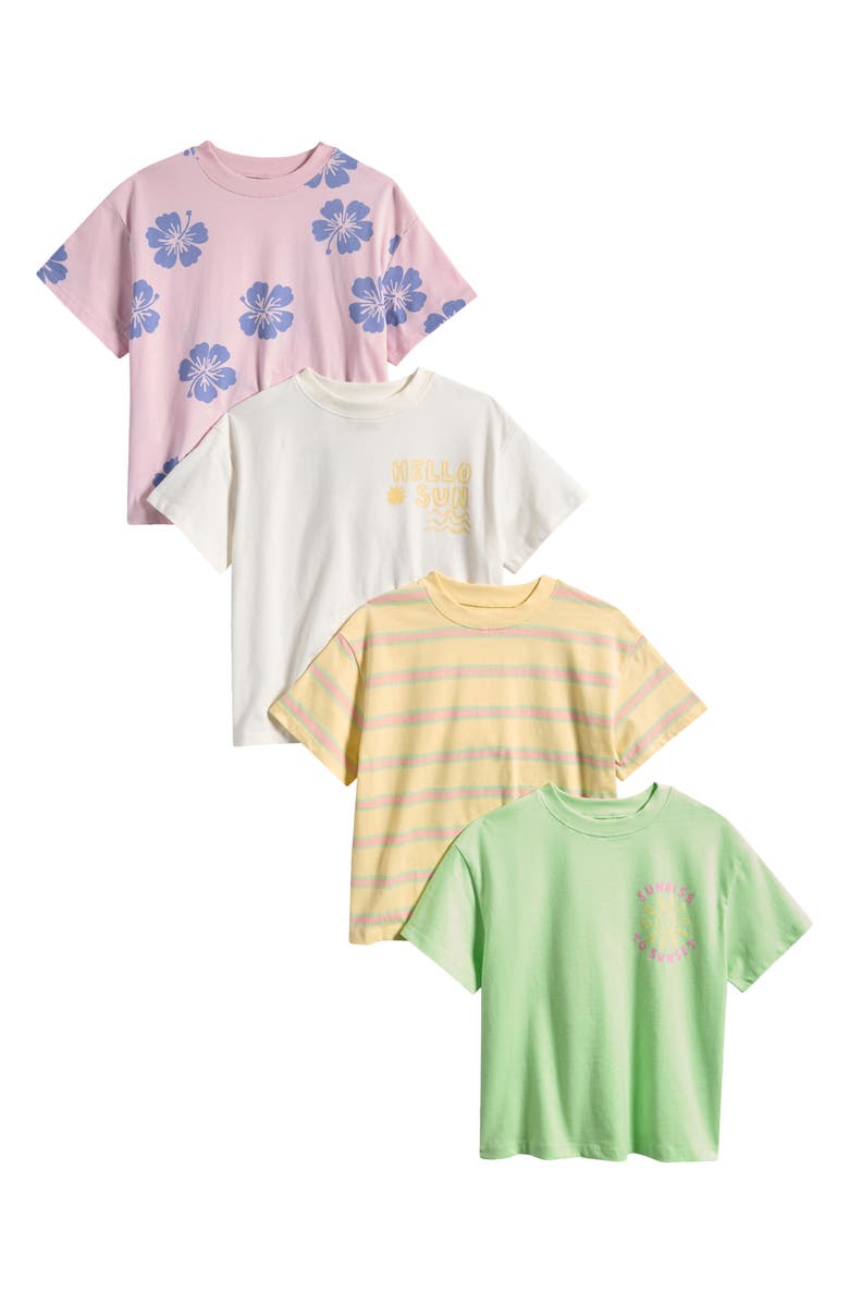 NEXT Kids' 4-Pack Assorted Cotton T-Shirts, Main, color, Pink