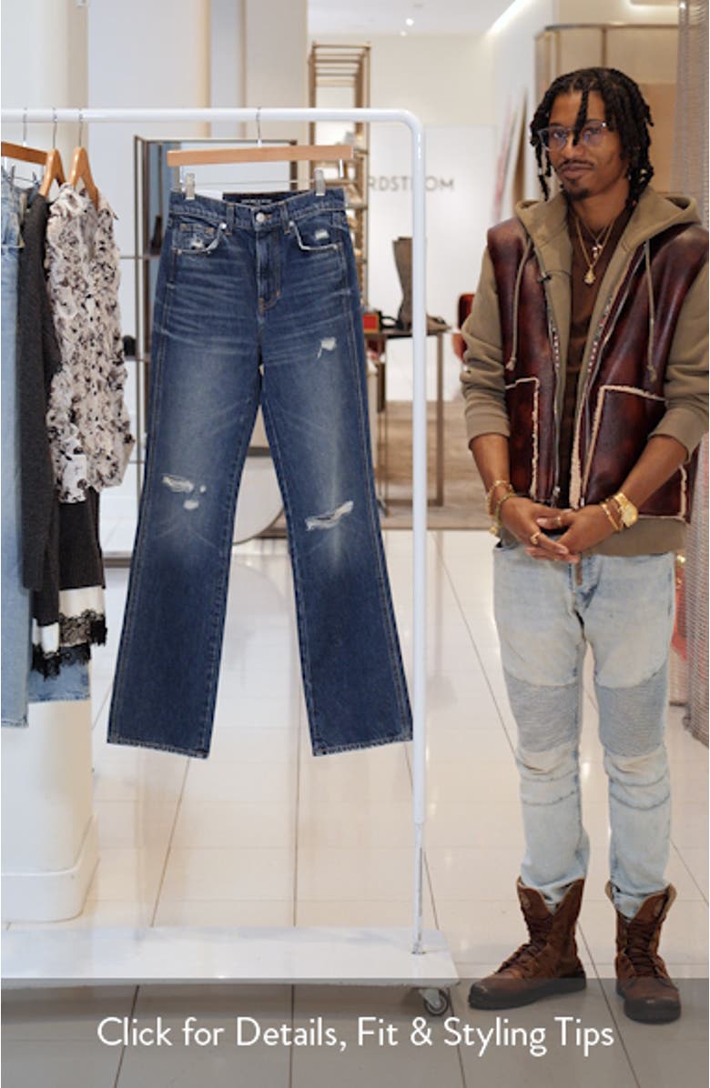 Dylan Ripped High Waist Straight Leg Jeans, sales video thumbnail