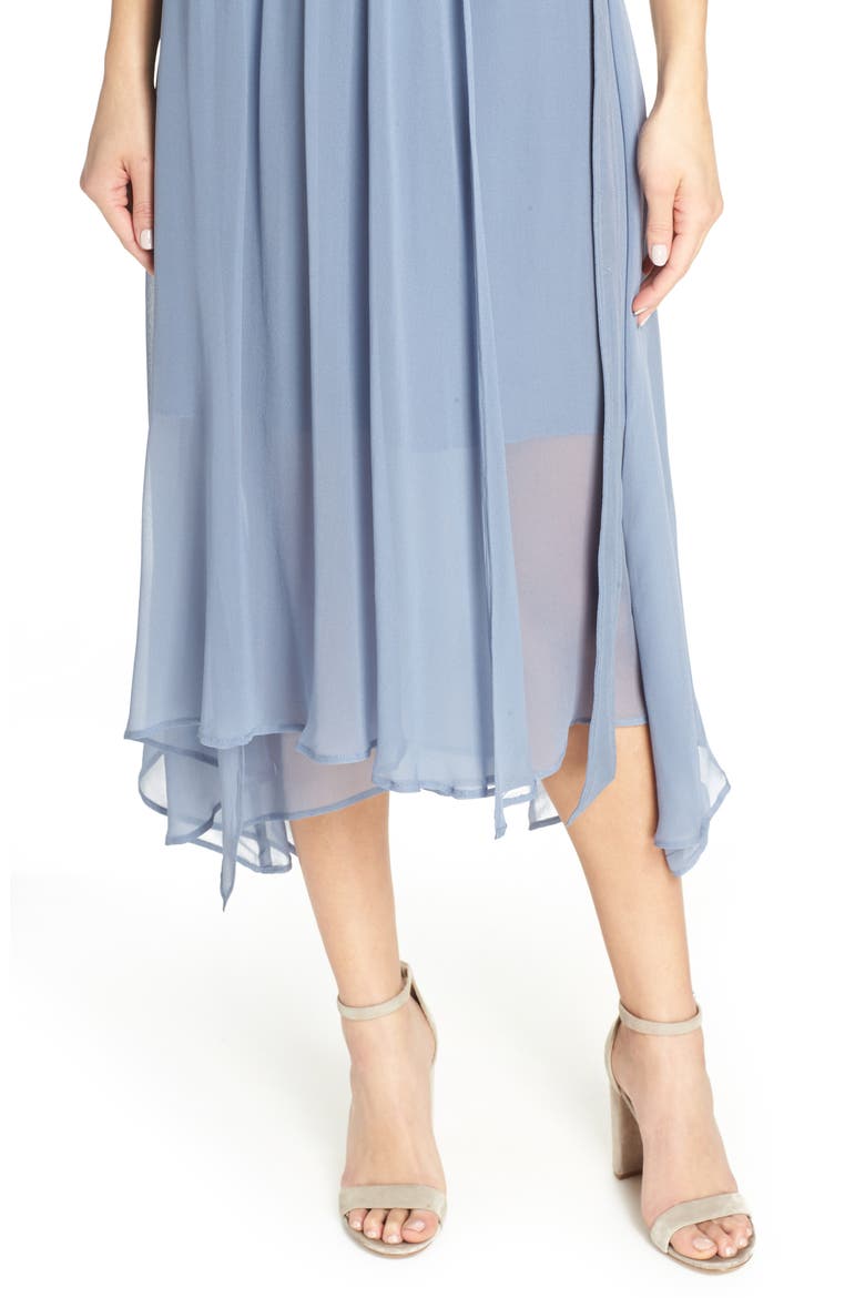 D-Ring Chiffon Midi Dress, Alternate, color, BLUE